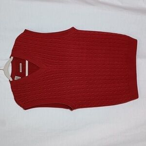 Cutter & Buck Men's V Neck Cable Knit Sweater Vest 100% Pima Cotton EUC LG